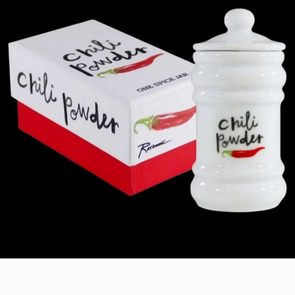 Cook Eat Love ~ Chili CUMIN PAPRIKA Porcelain ALL Spice Jar 4” NIB FARMHOUSE NEW